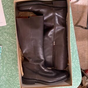 J. Crew chocolate Brown Leather extended calf Templeton tall Boots NWT